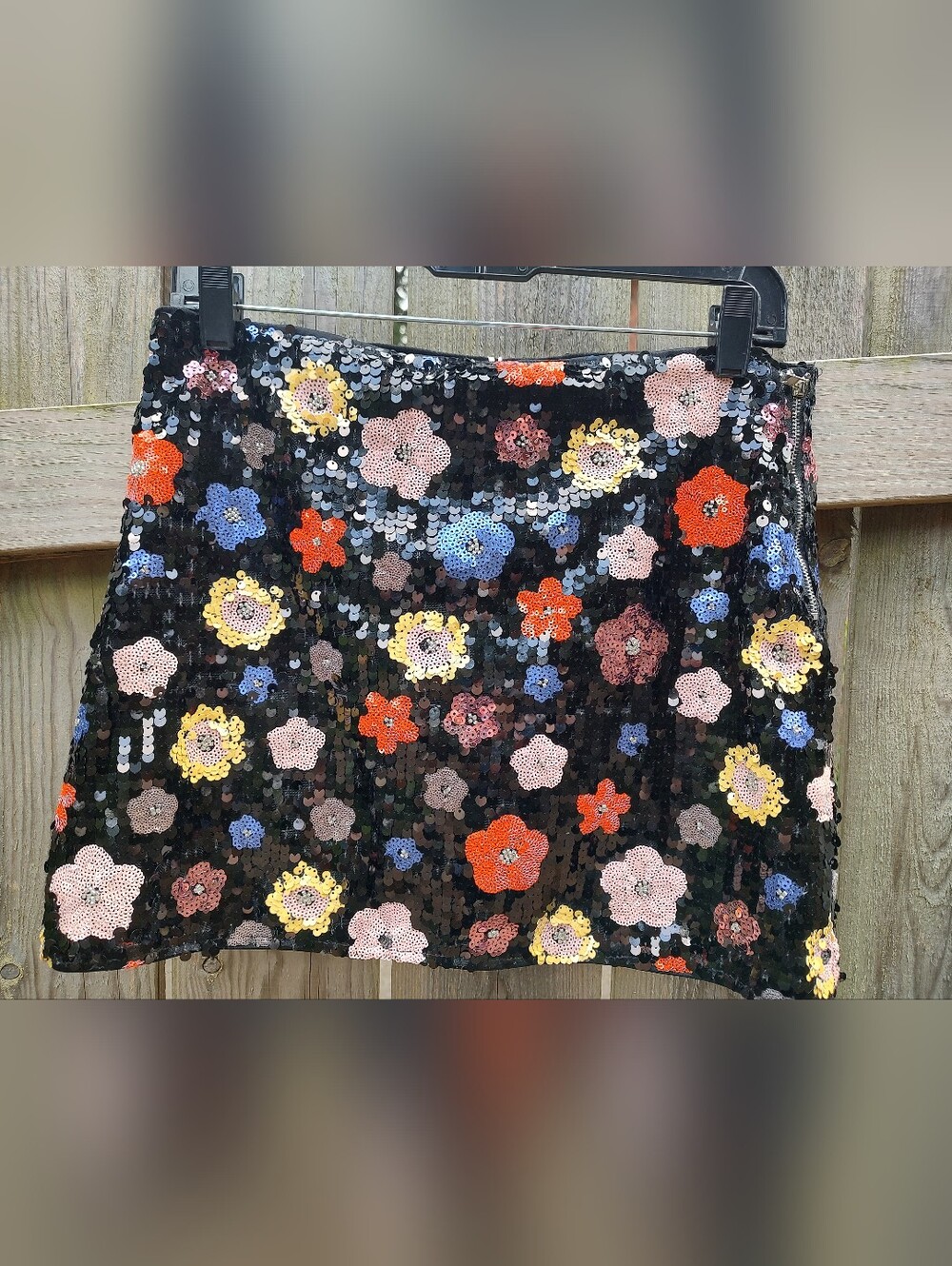 🏵️ TCEC Sequin Floral Black Shimmy Skirt Skort NWT $43 Medium